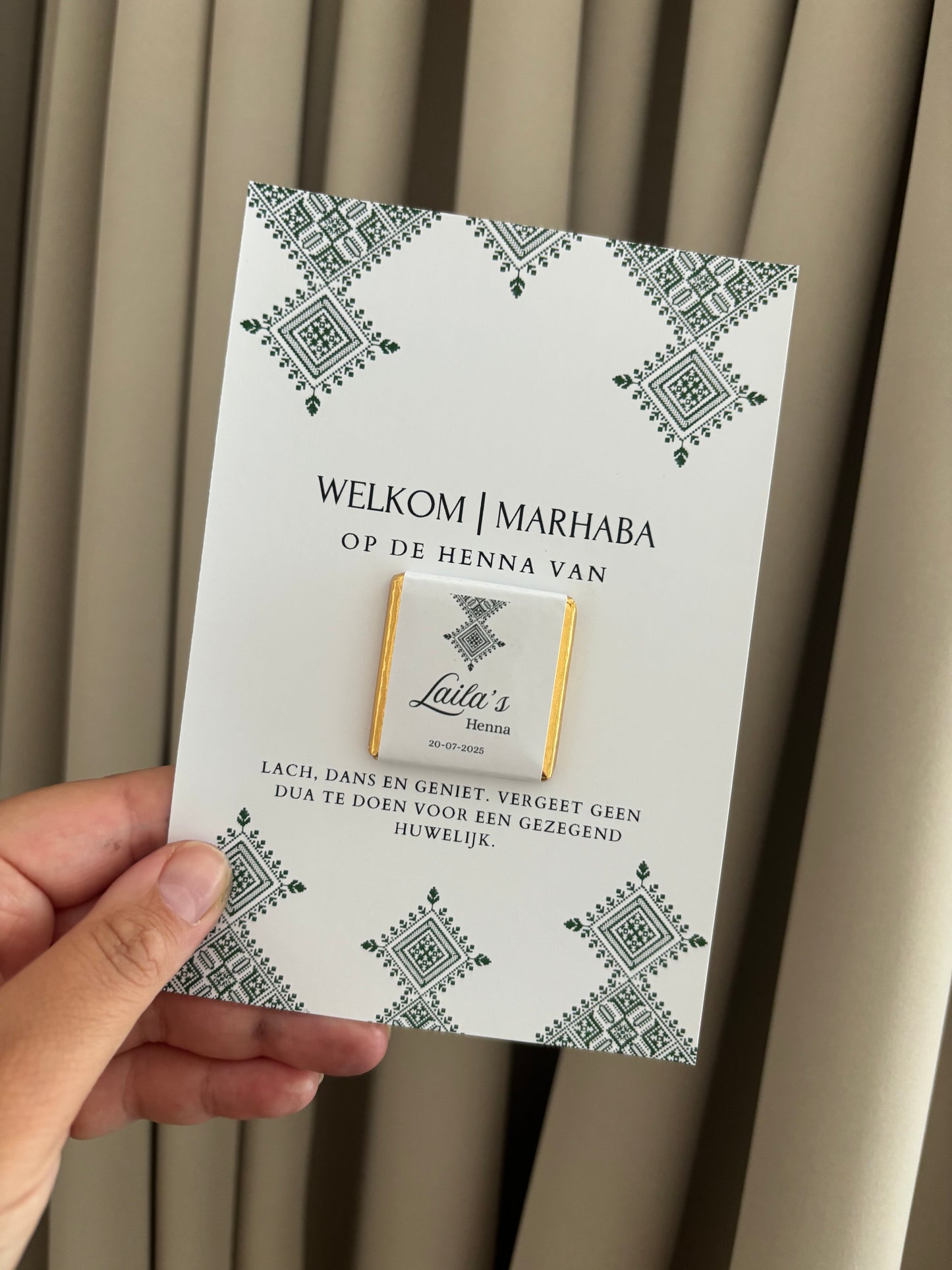 Henna Tafelkaart | met mini chocolade