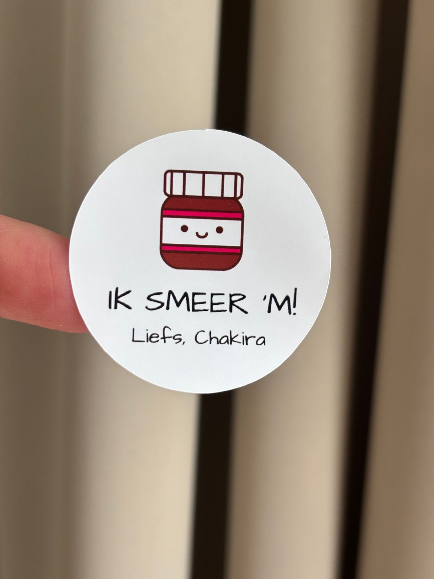 Traktatiestickers “Ik smeer ’m!” – met potje chocopasta