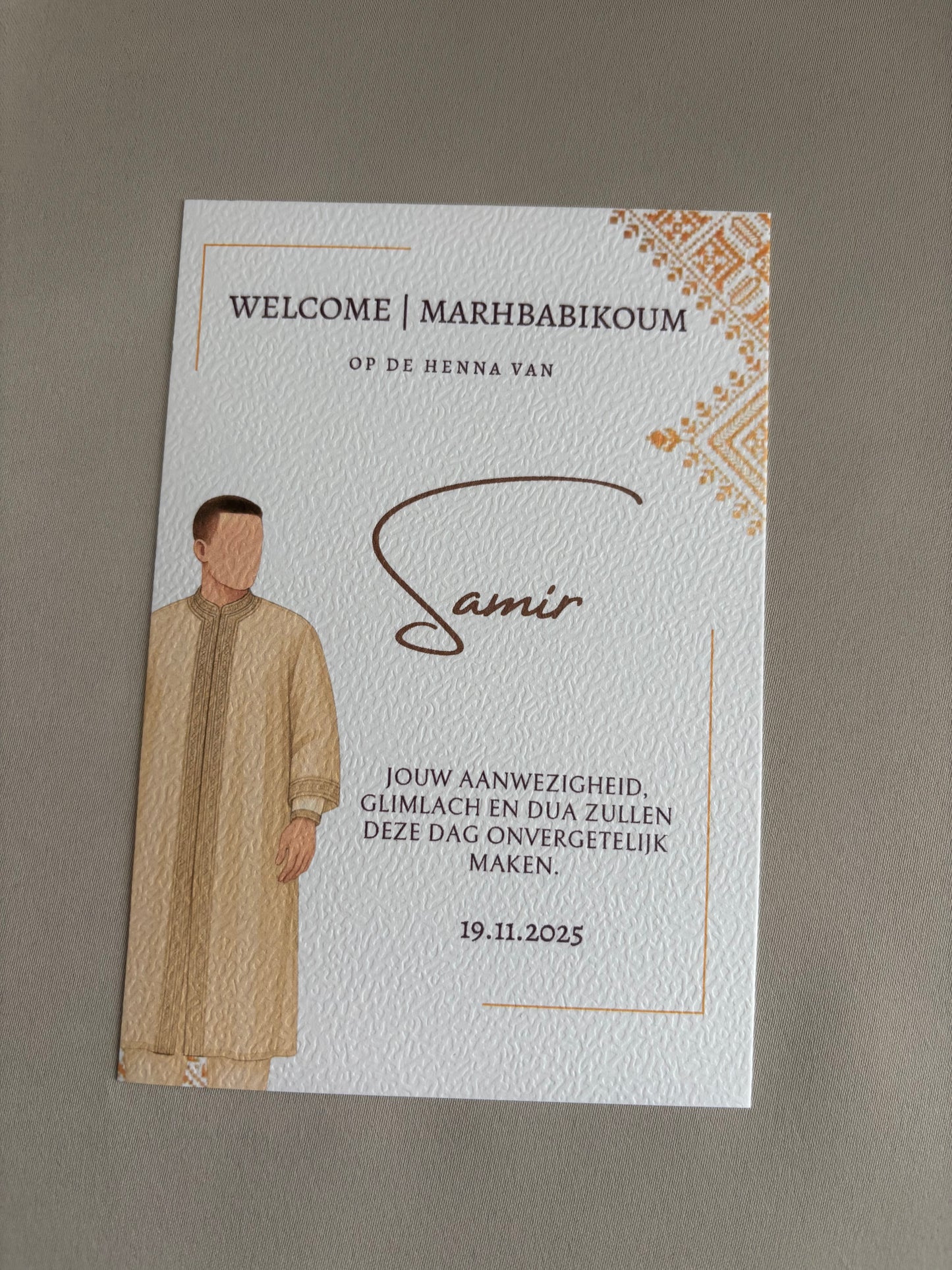 Marhababikoum Tafelkaart mannen | Henna