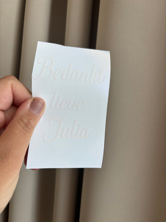 Bedankt lieve juf | vinyl sticker