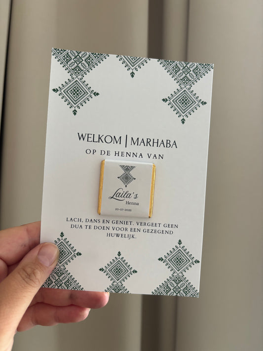 Henna Tafelkaart | met mini chocolade