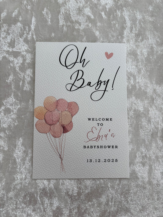Babyshower Tafelkaart | Oh baby!