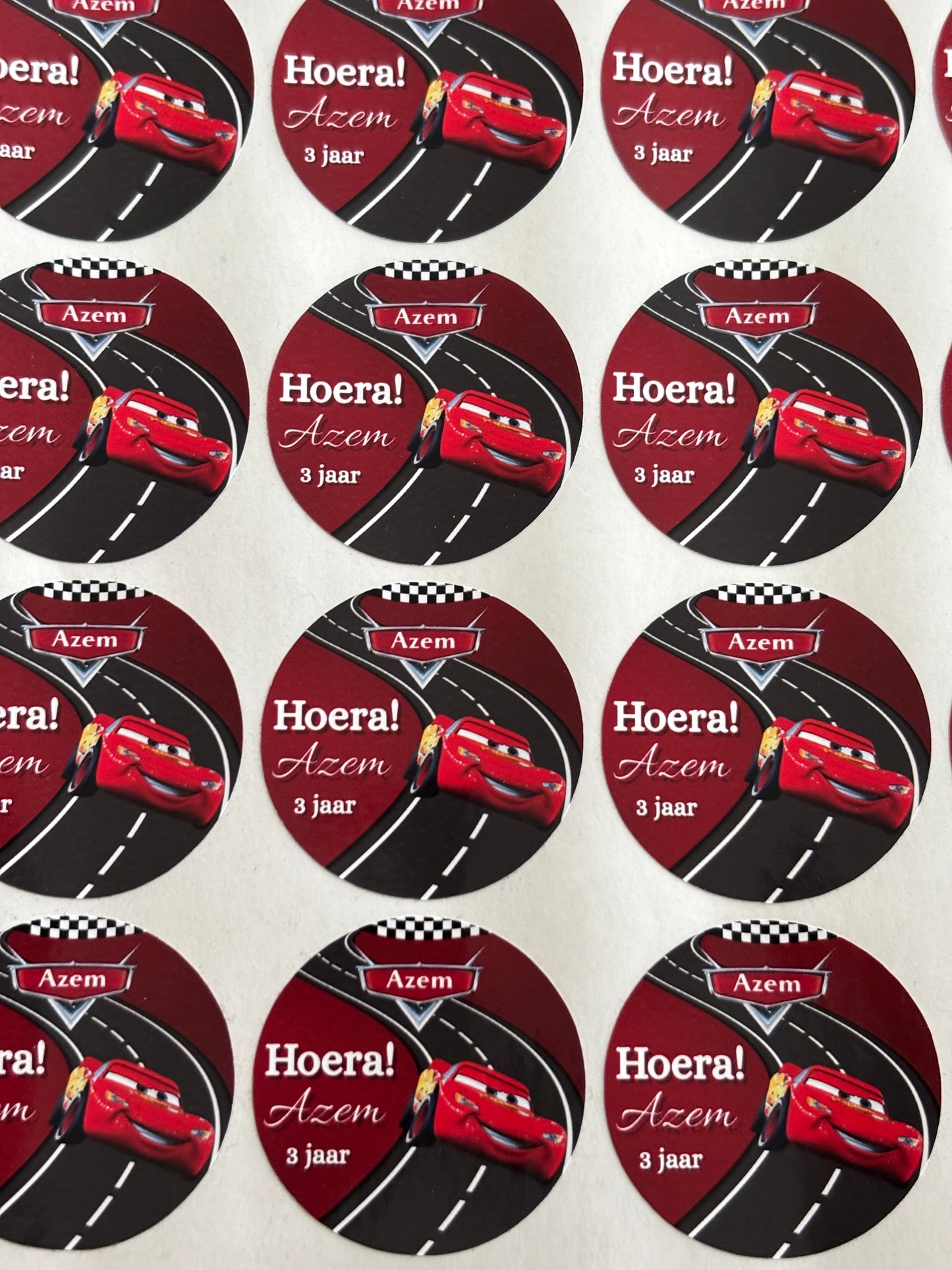 Cars traktatie stickers