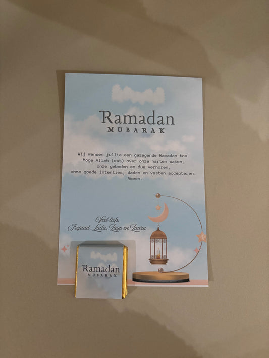 Ramadan / Eid Mubarak Tafelkaart en chocolaatje