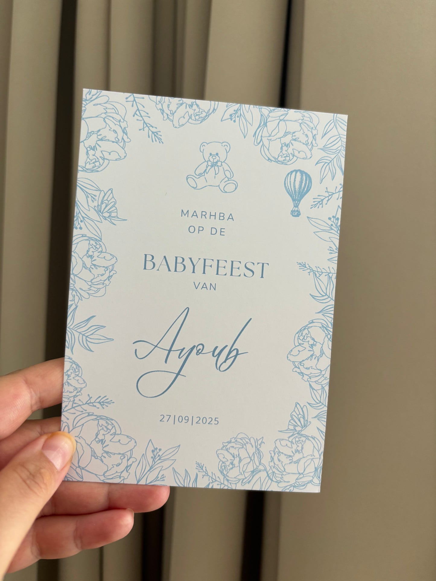 Marhba babyshower Tafelkaart