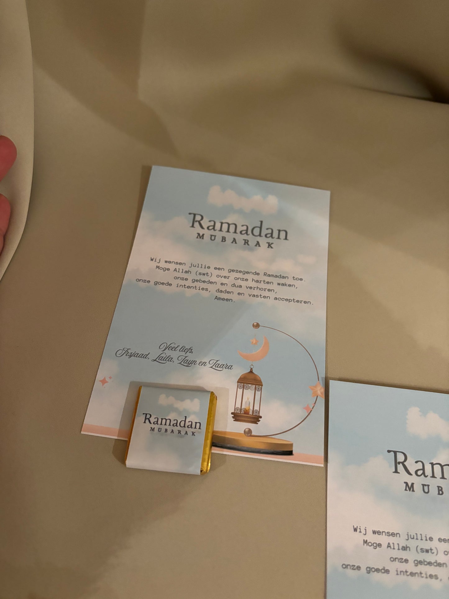 Ramadan / Eid Mubarak Tafelkaart en chocolaatje