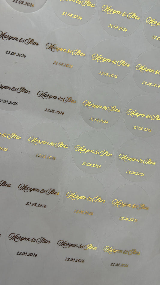 Rond naam stickers | goudfolie / zilverfolie | transparant