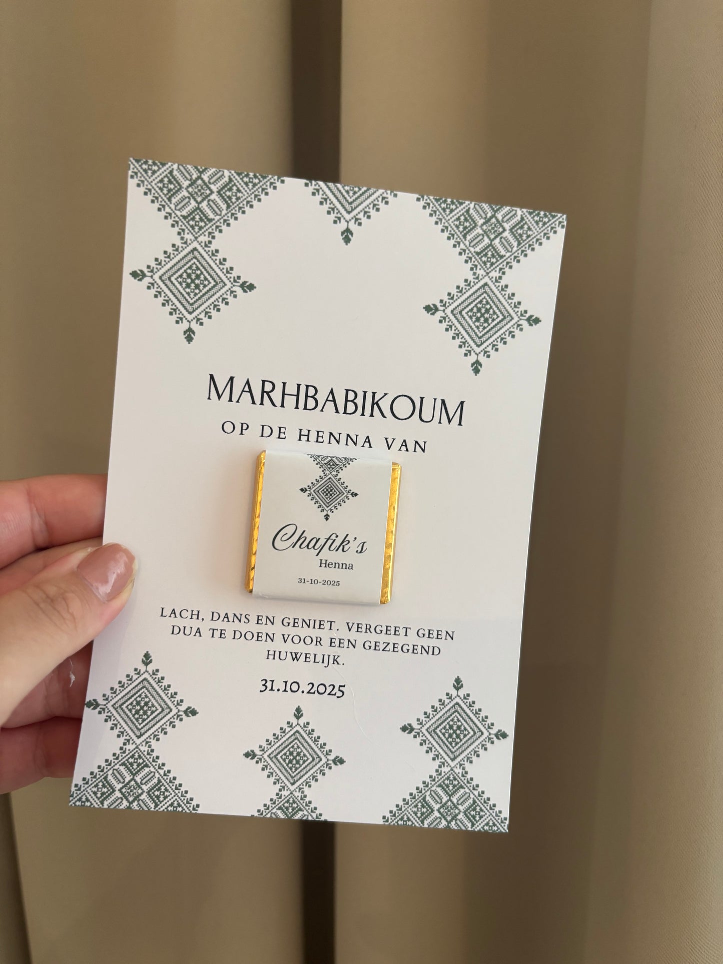 Henna Tafelkaart | met mini chocolade
