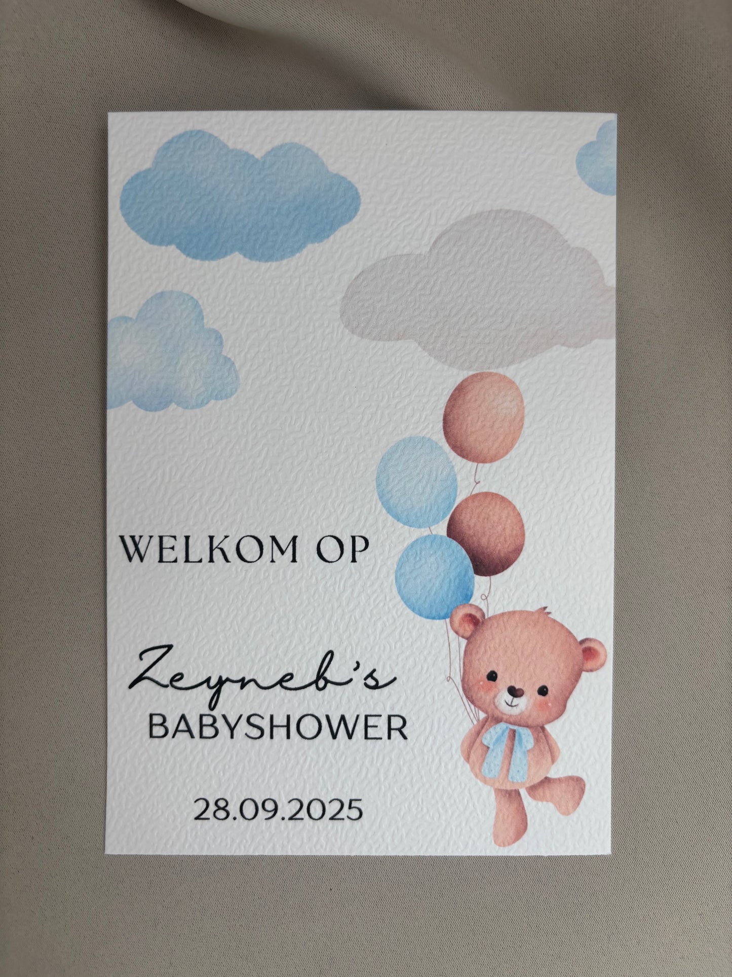 Babyshower Tafelkaart | beertje