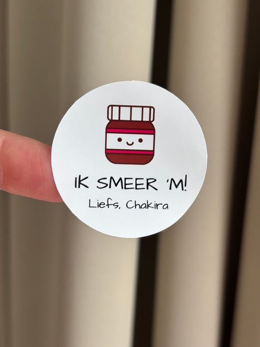 Traktatiestickers “Ik smeer ’m!” – met potje chocopasta