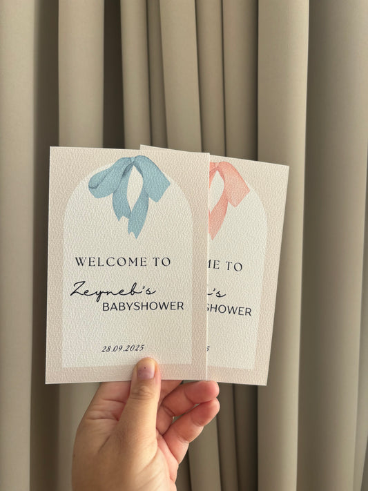 Babyshower Tafelkaarten| strikje