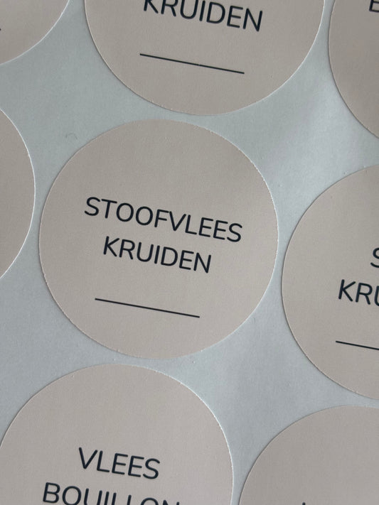 Kruidenlabels rond Nunito | beige