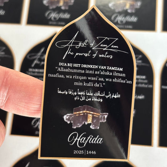 A gift of zamzam stickers zwart met goud