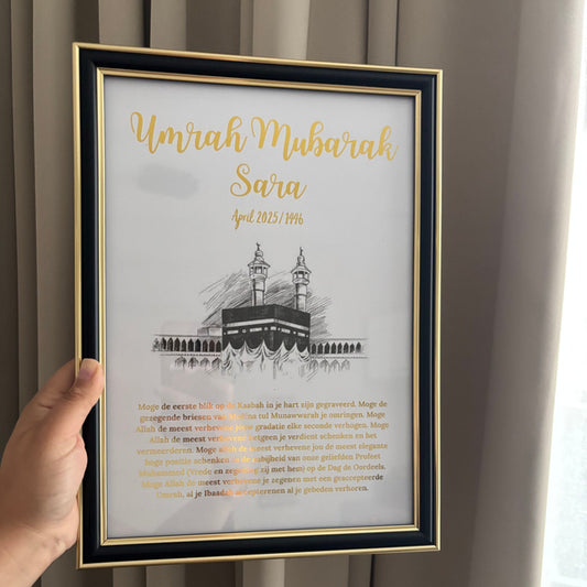 Umrah Mubarak lijst | goudfolie