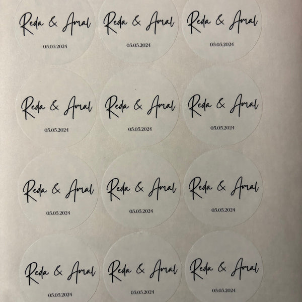Ronde sticker | naam & datum