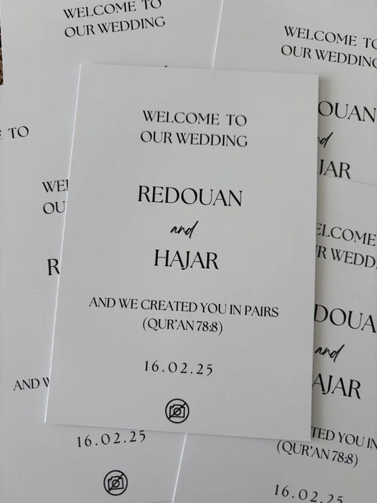Welcome to our wedding || tafelkaart