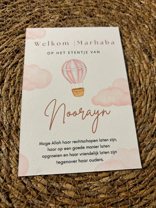 Tafelkaart | babyshower luchtballon