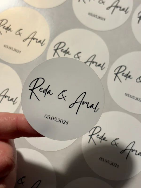 Ronde sticker | naam & datum
