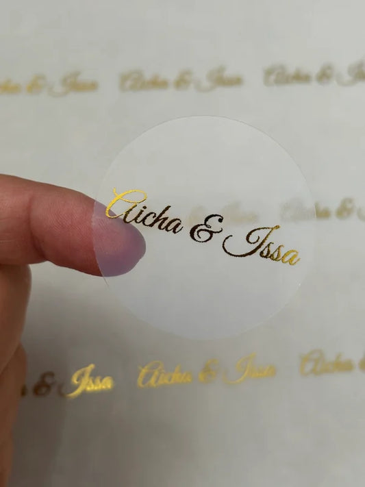Rond naam stickers | goudfolie / zilverfolie | transparant