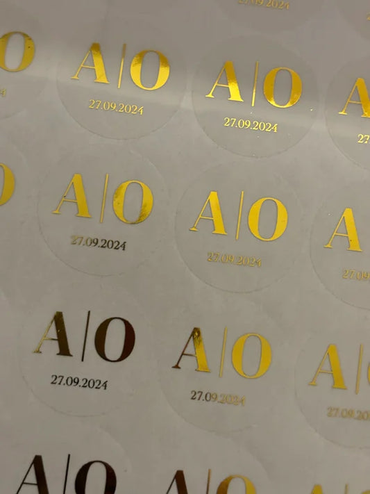Gouden stickers letters en datum