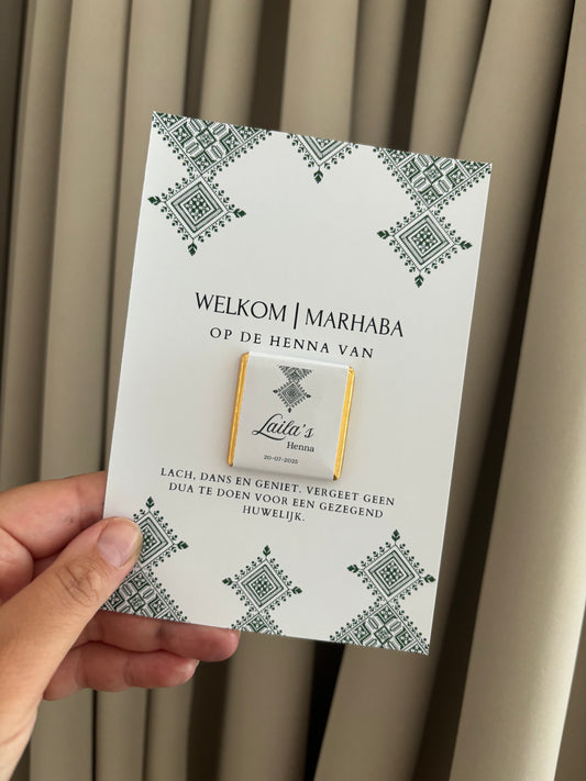 Henna Tafelkaart | met mini chocolade