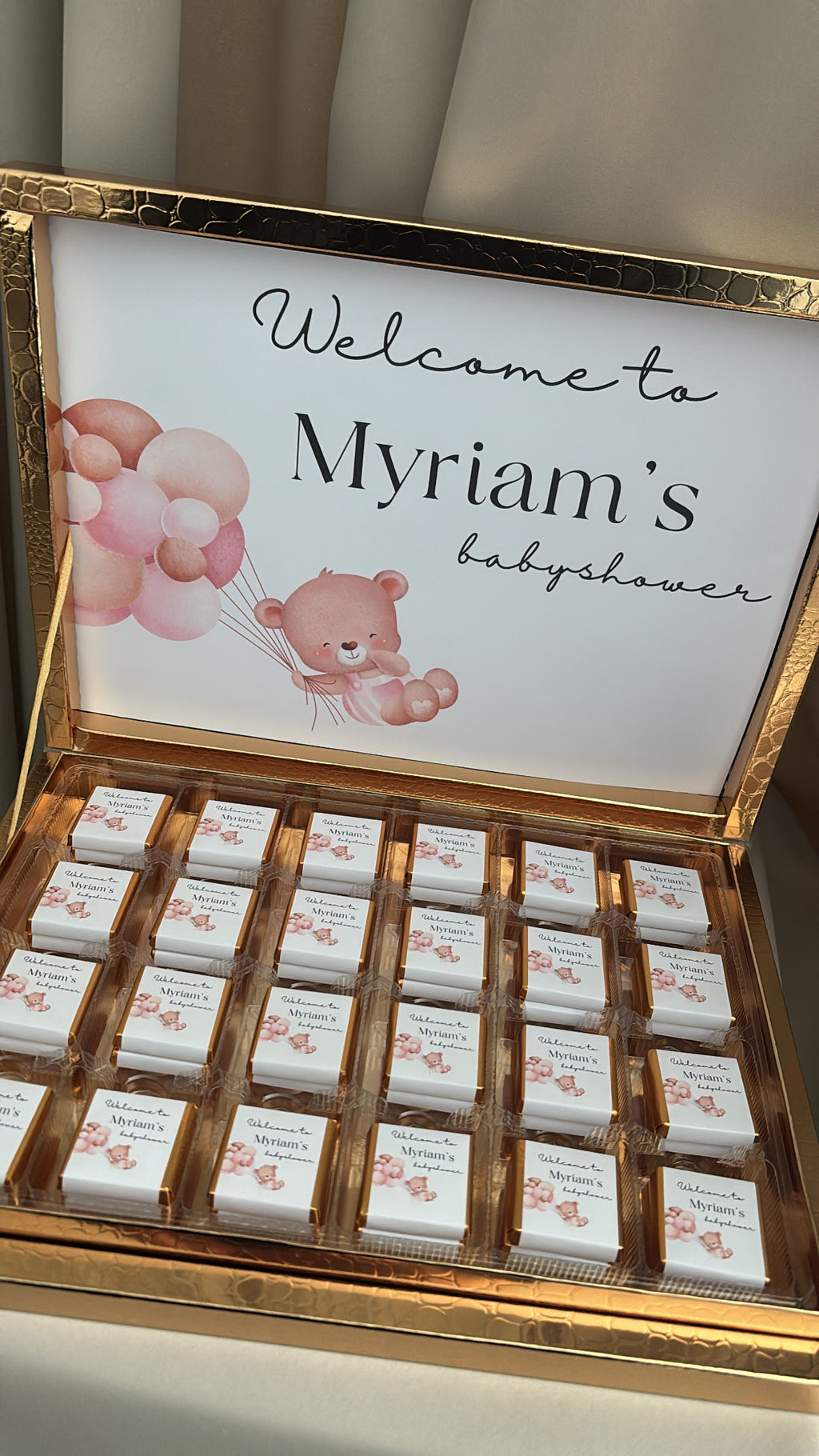 Babyshower Chocoladebox | girl or boy met inhoud & ontwerp