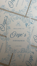 Babyshower Tafelkaart | blauwe thema