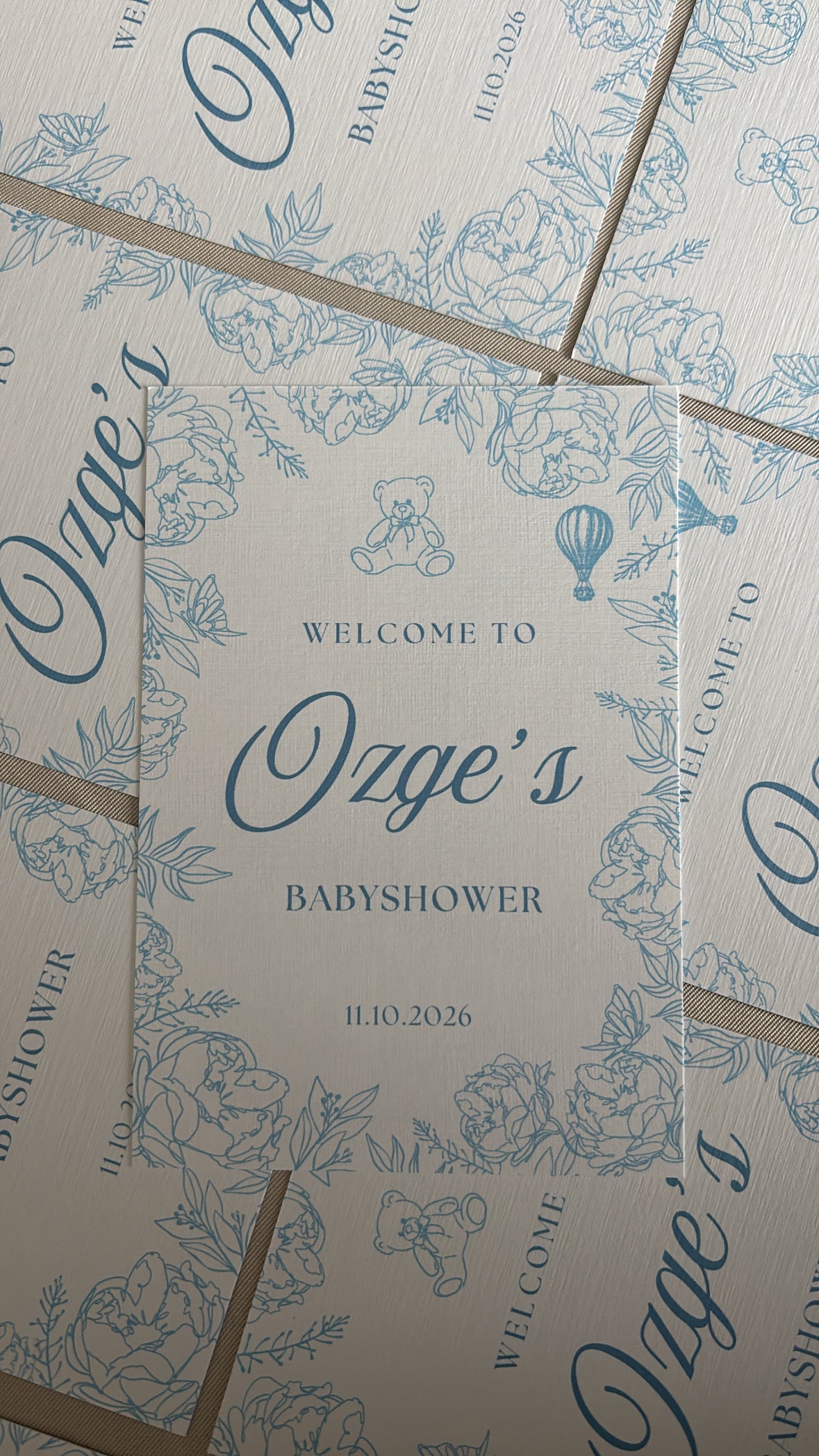 Babyshower Tafelkaart | blauwe thema