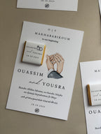 Marhababikoum to our beginning | Tafelkaarten met chocolaatjes