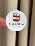 Traktatiestickers “Ik smeer ’m!” – met potje chocopasta