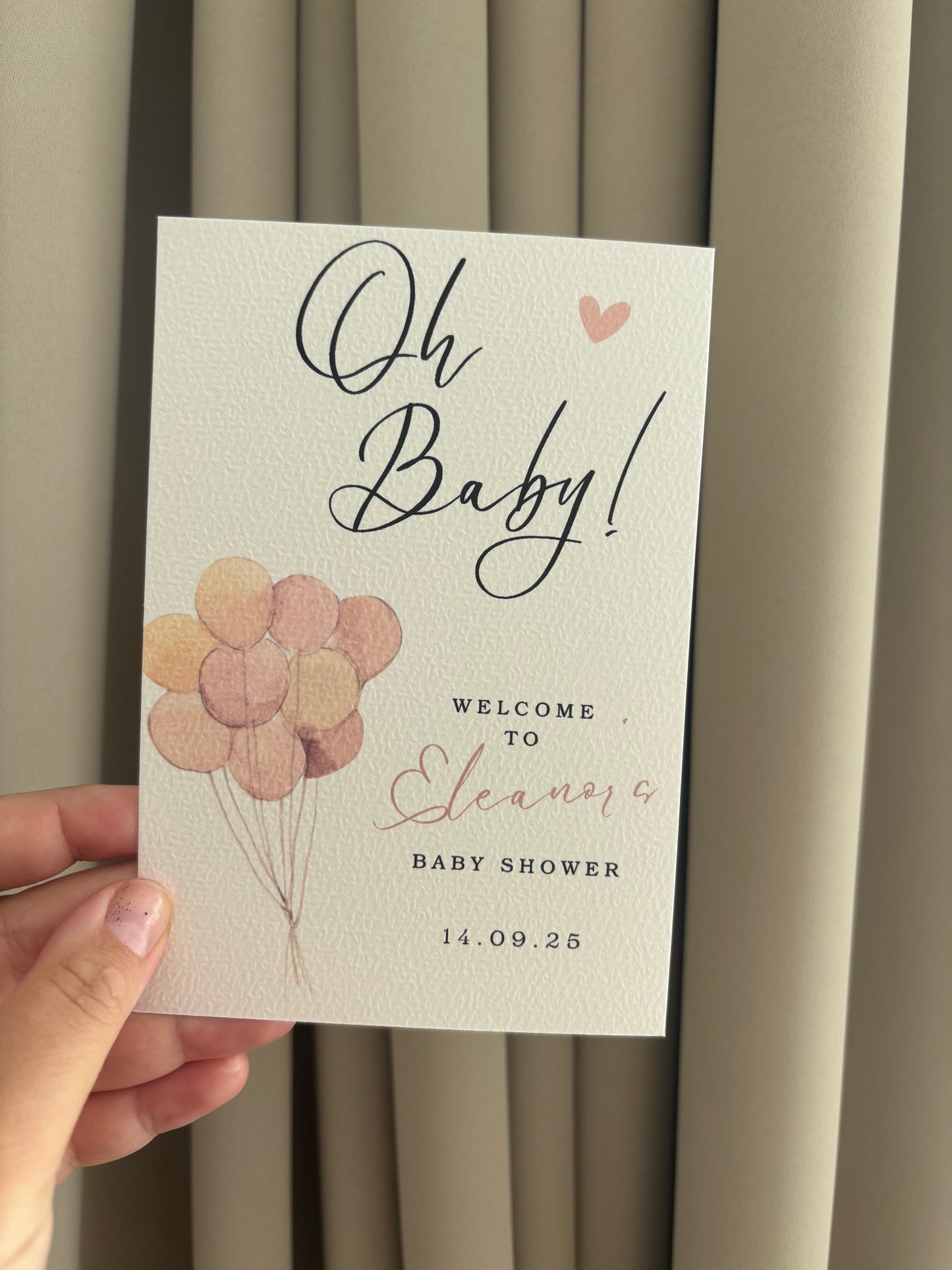 Babyshower Tafelkaart | Oh baby!