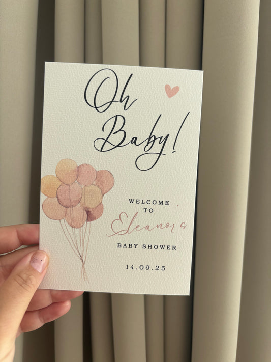 Babyshower Tafelkaart | Oh baby!
