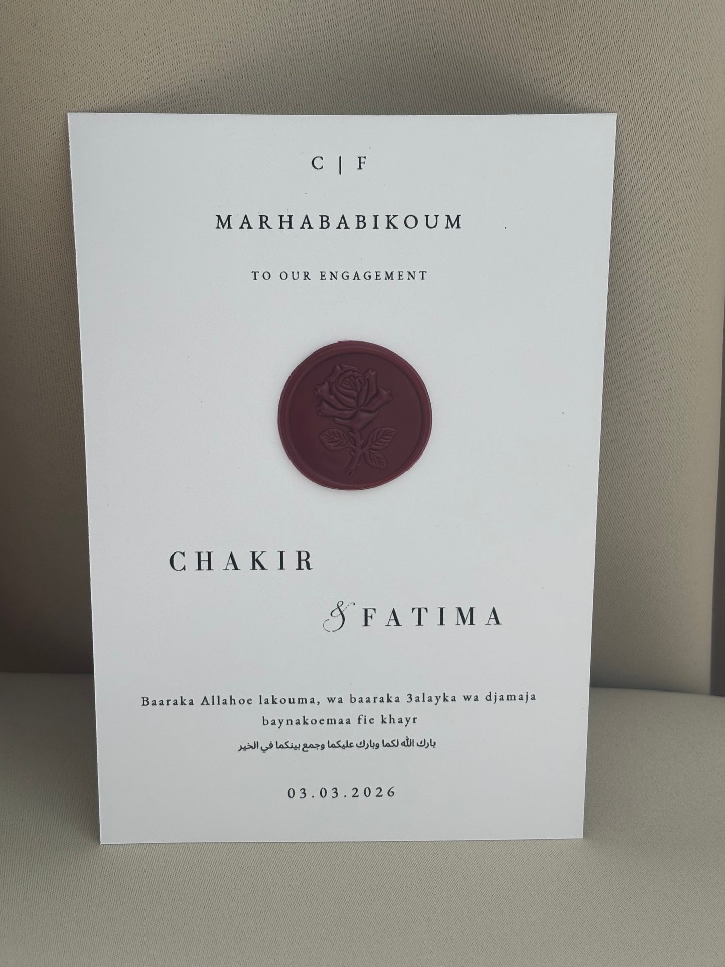 Tafelkaart verloving