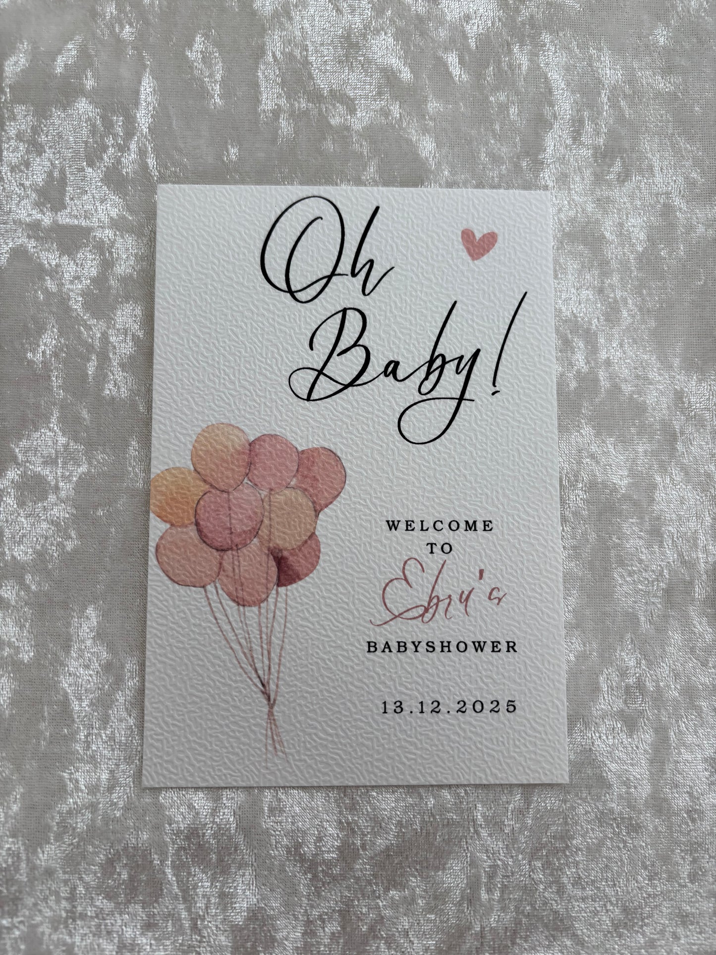 Babyshower Tafelkaart | Oh baby!