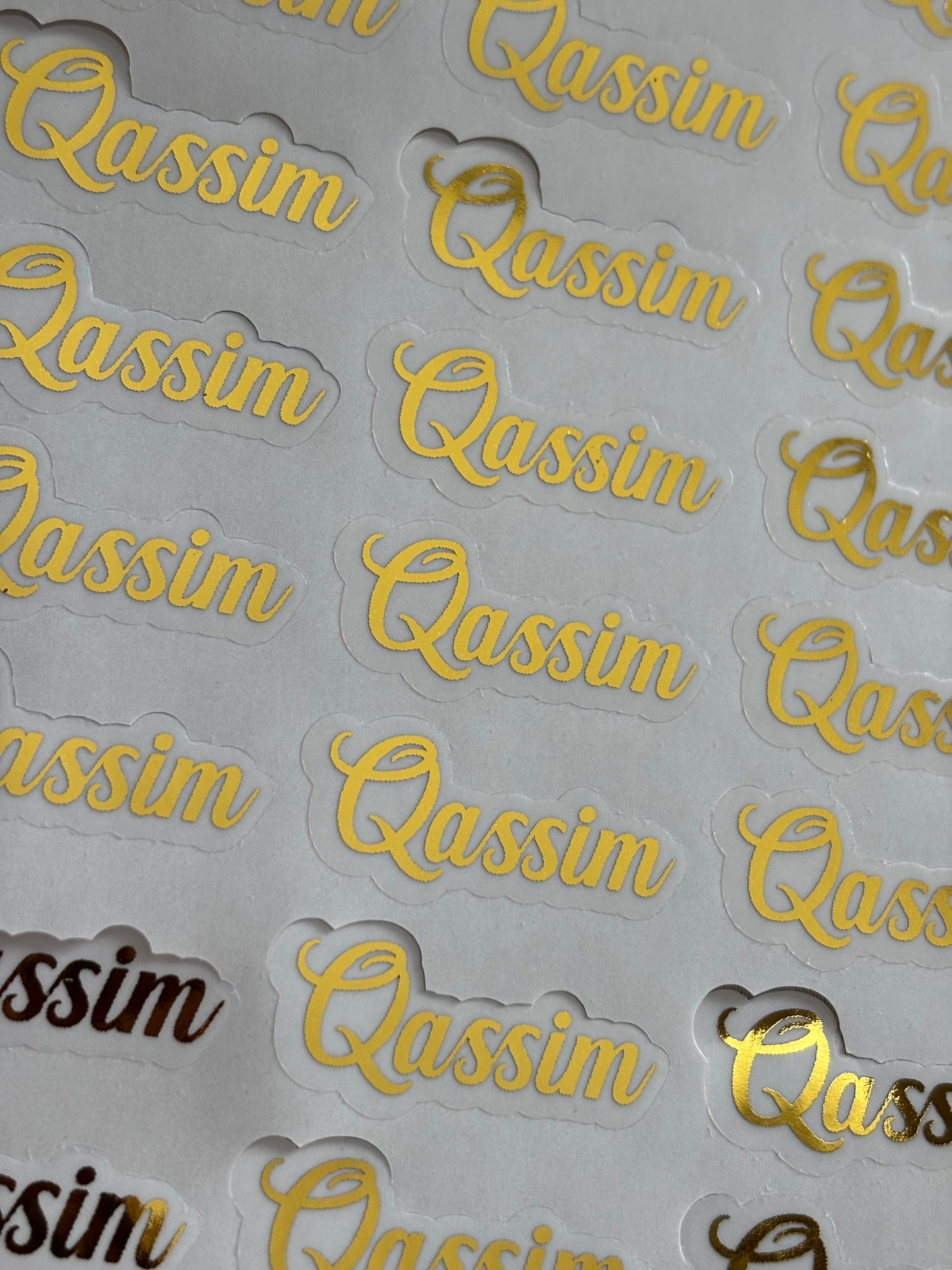 Transparante naam stickers l Goudfolie