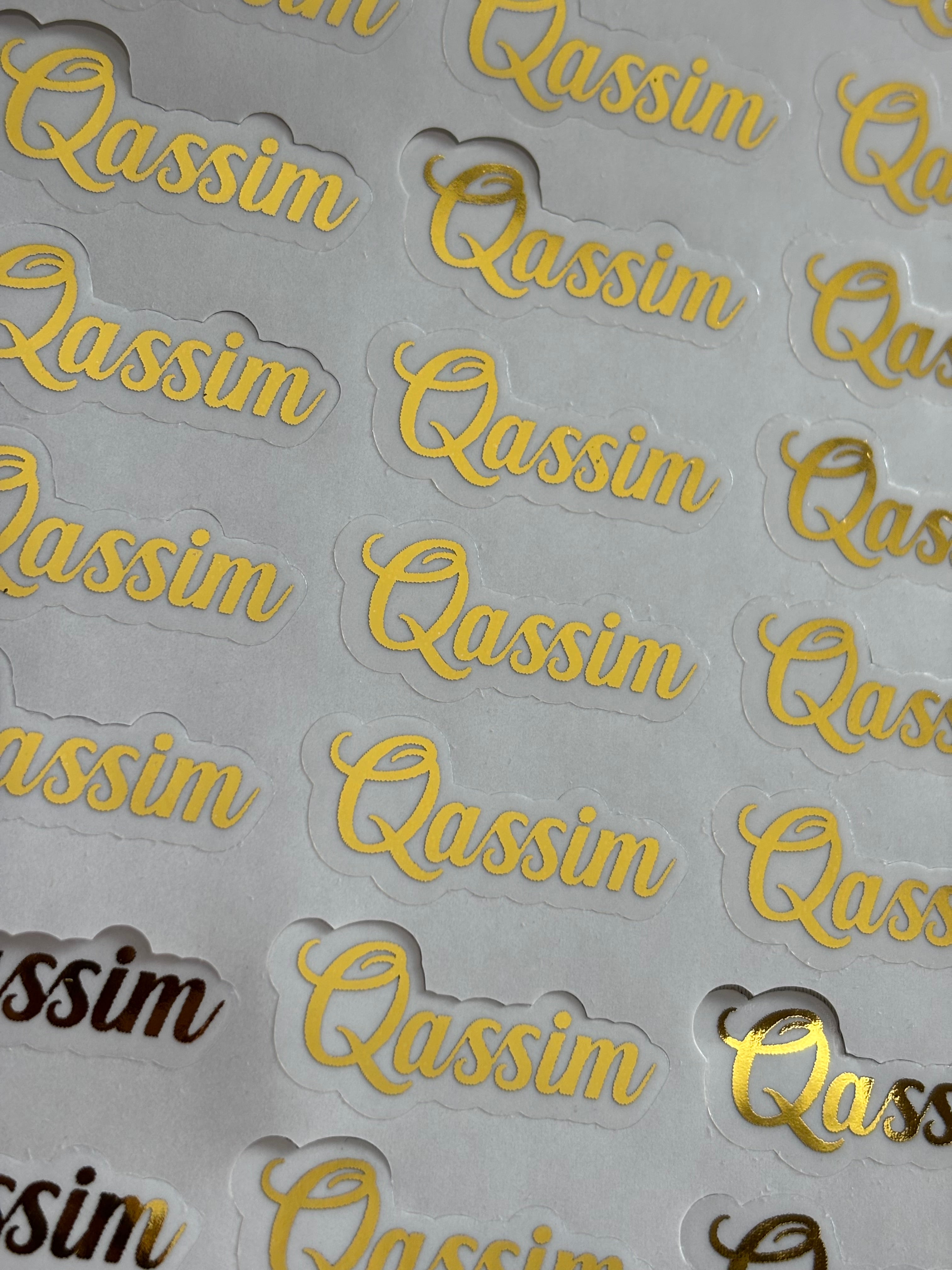 Transparante naam stickers l Goudfolie