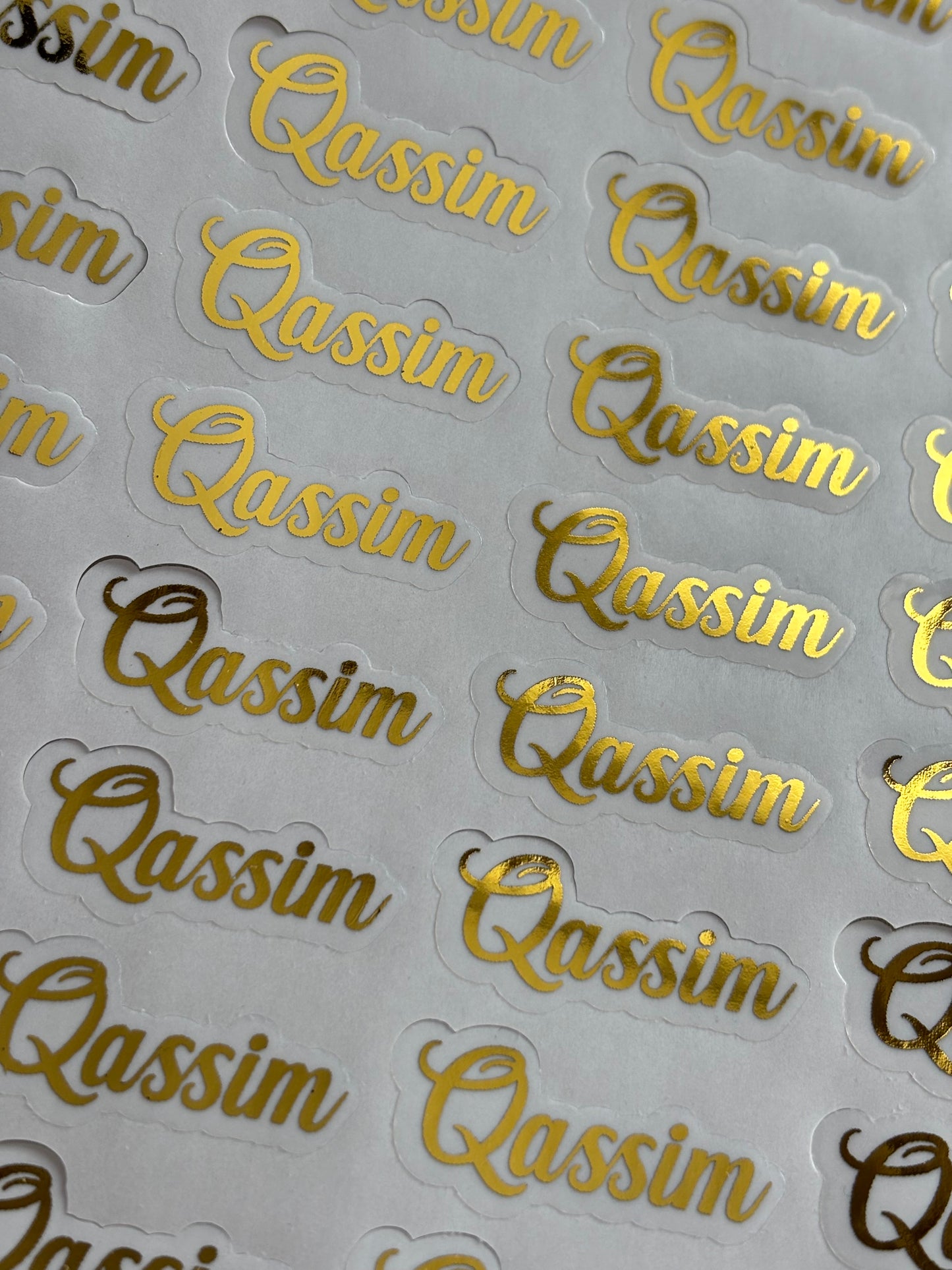 Transparante naam stickers l Goudfolie