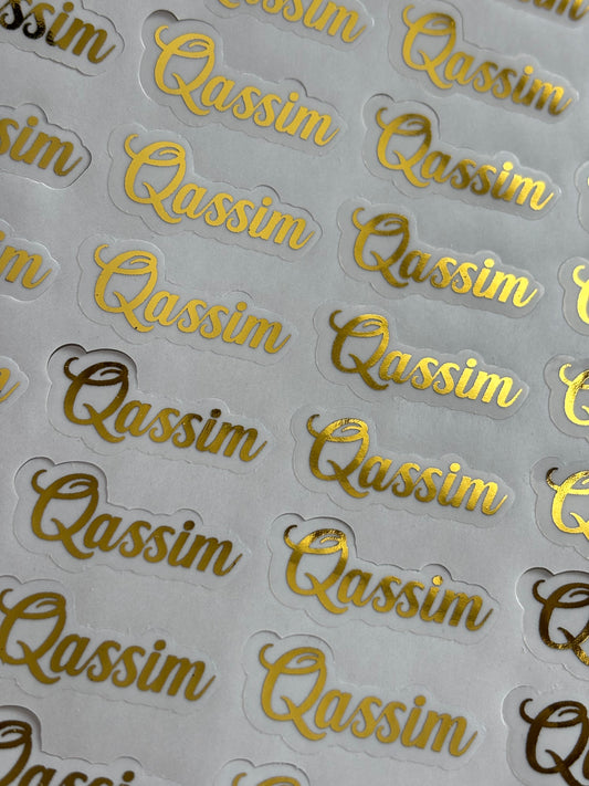 Transparante naam stickers l Goudfolie