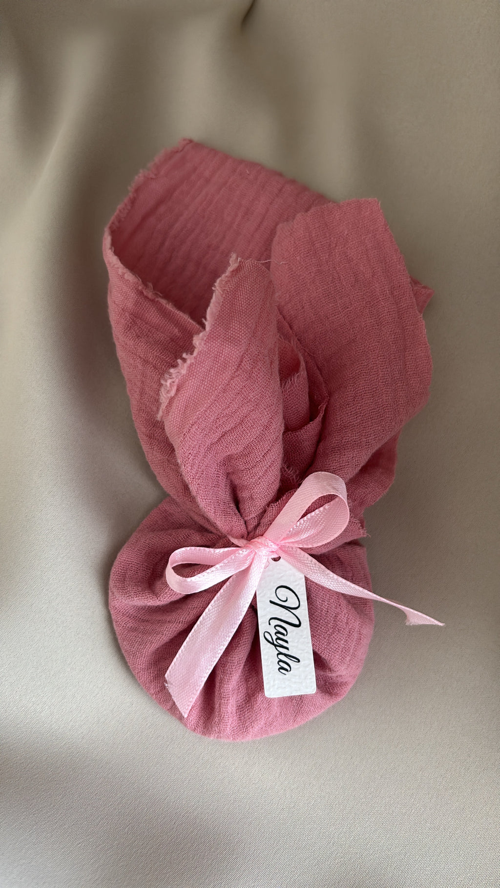 Babyshower bedankje met amandelbonen