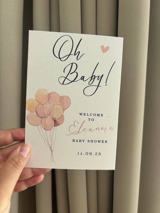 Babyshower Tafelkaart | Oh baby!