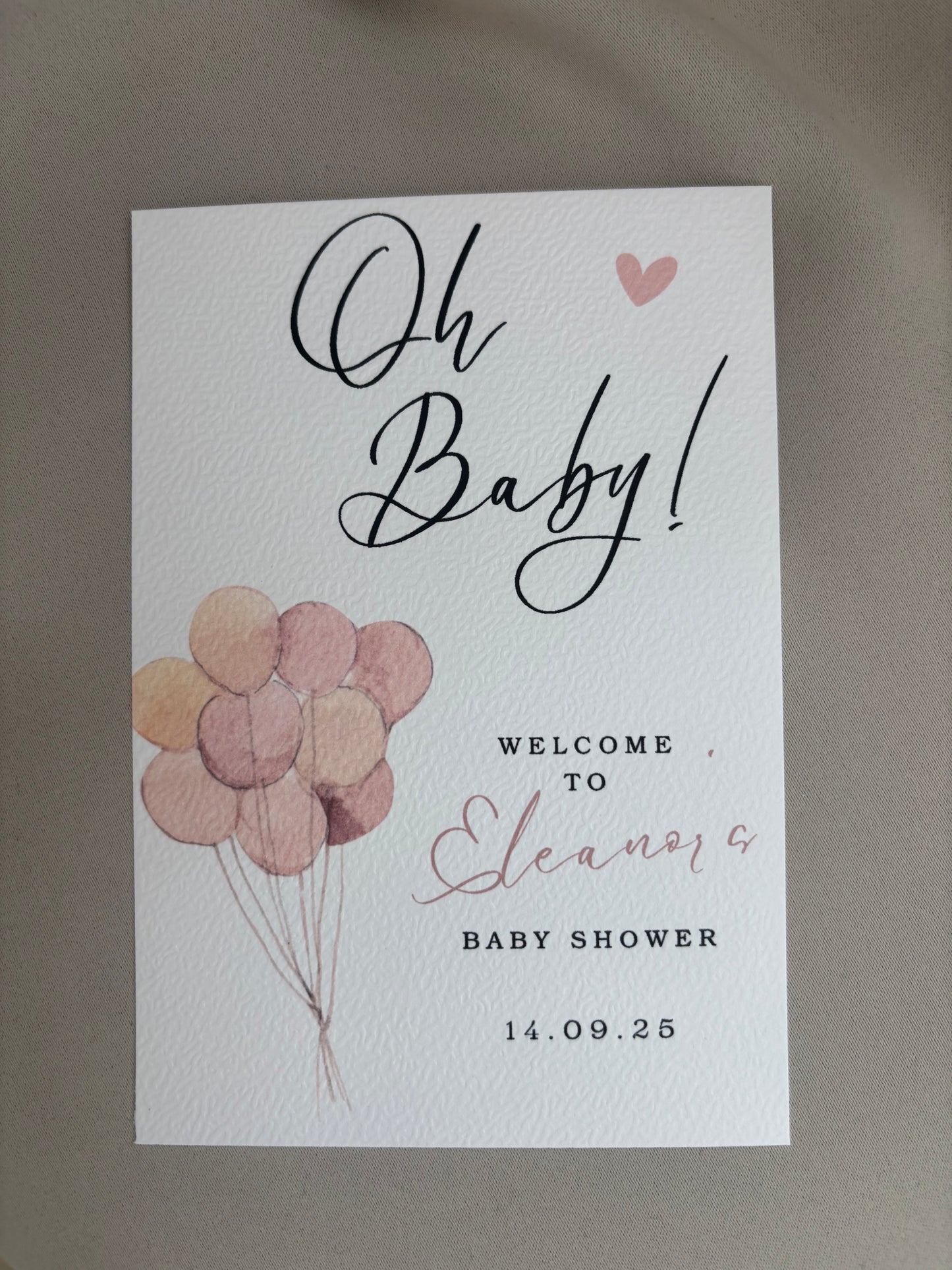 Babyshower Tafelkaart | Oh baby!