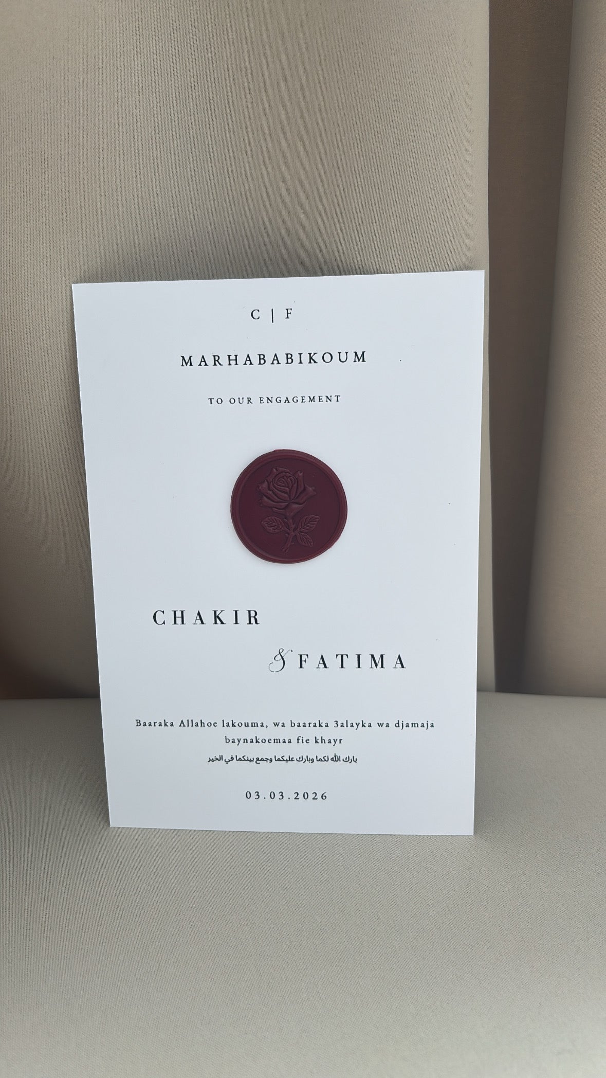 Tafelkaart verloving