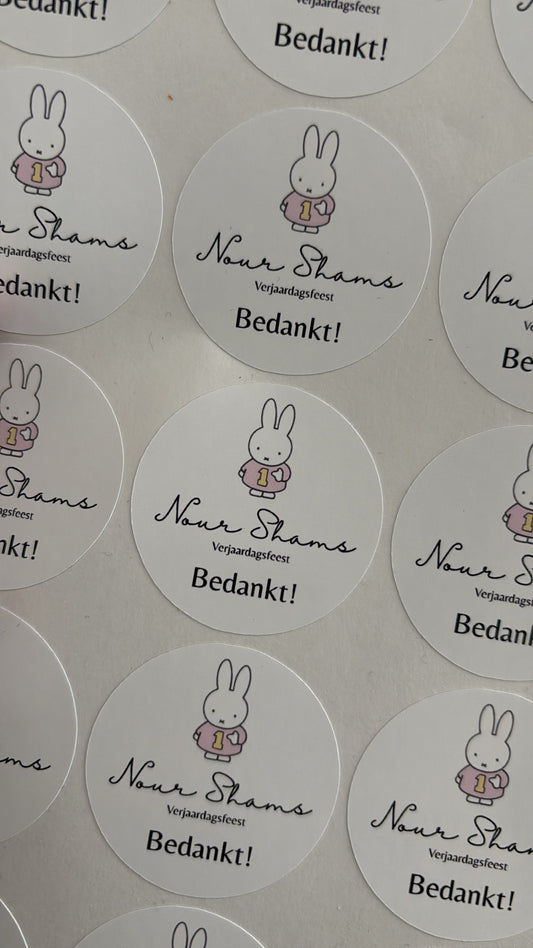 Ronde stickers bedankt