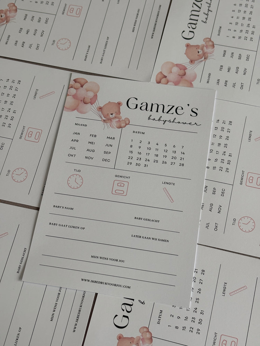 Babyshower voorspellingen invulkaart