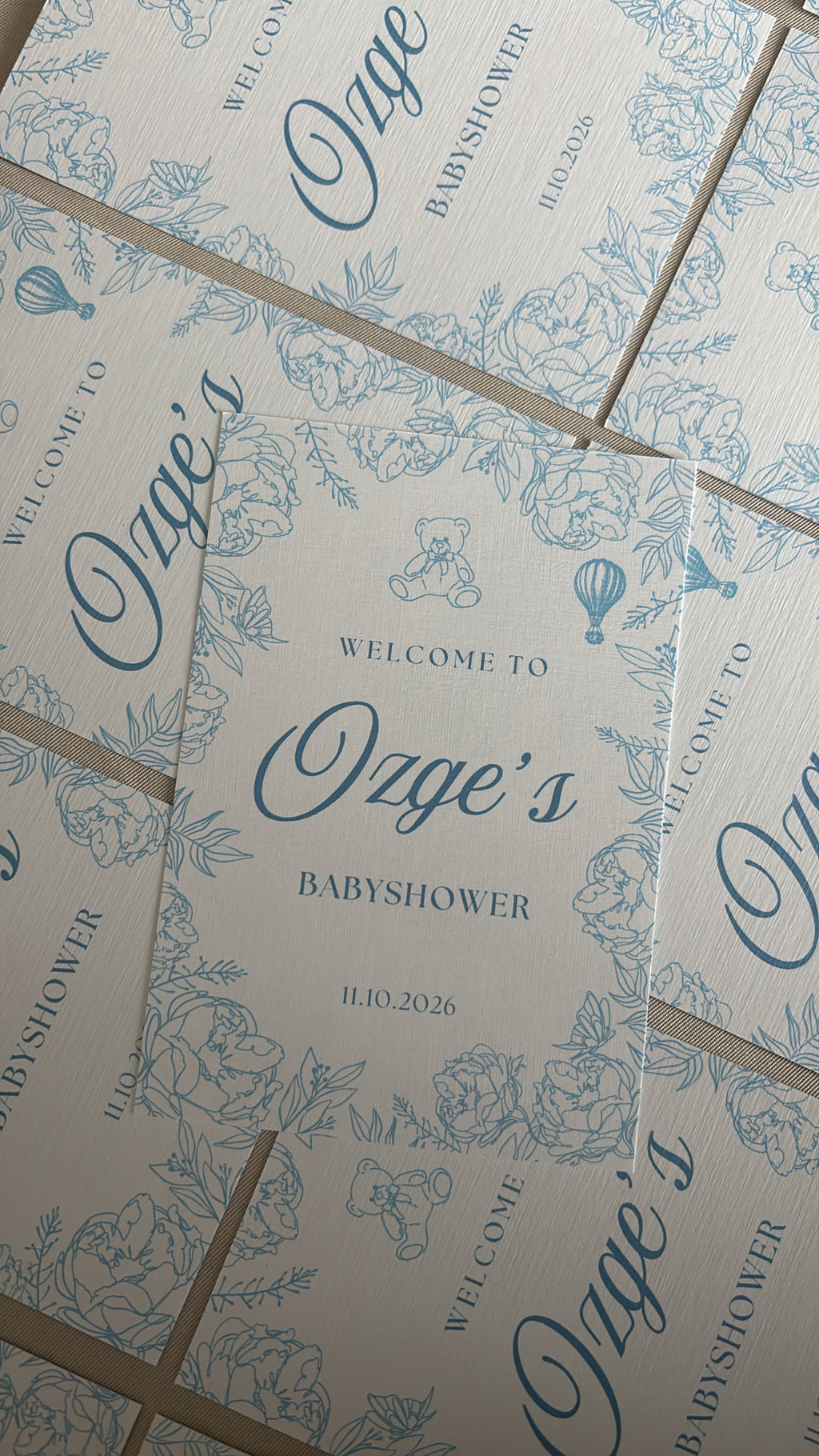 Babyshower Tafelkaart | blauwe thema
