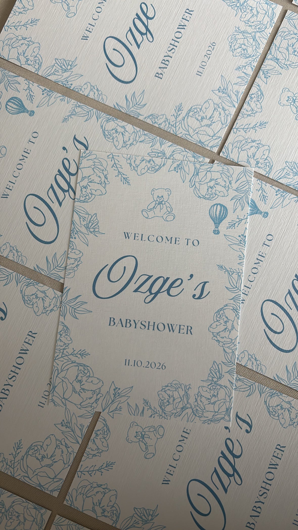 Babyshower Tafelkaart | blauwe thema