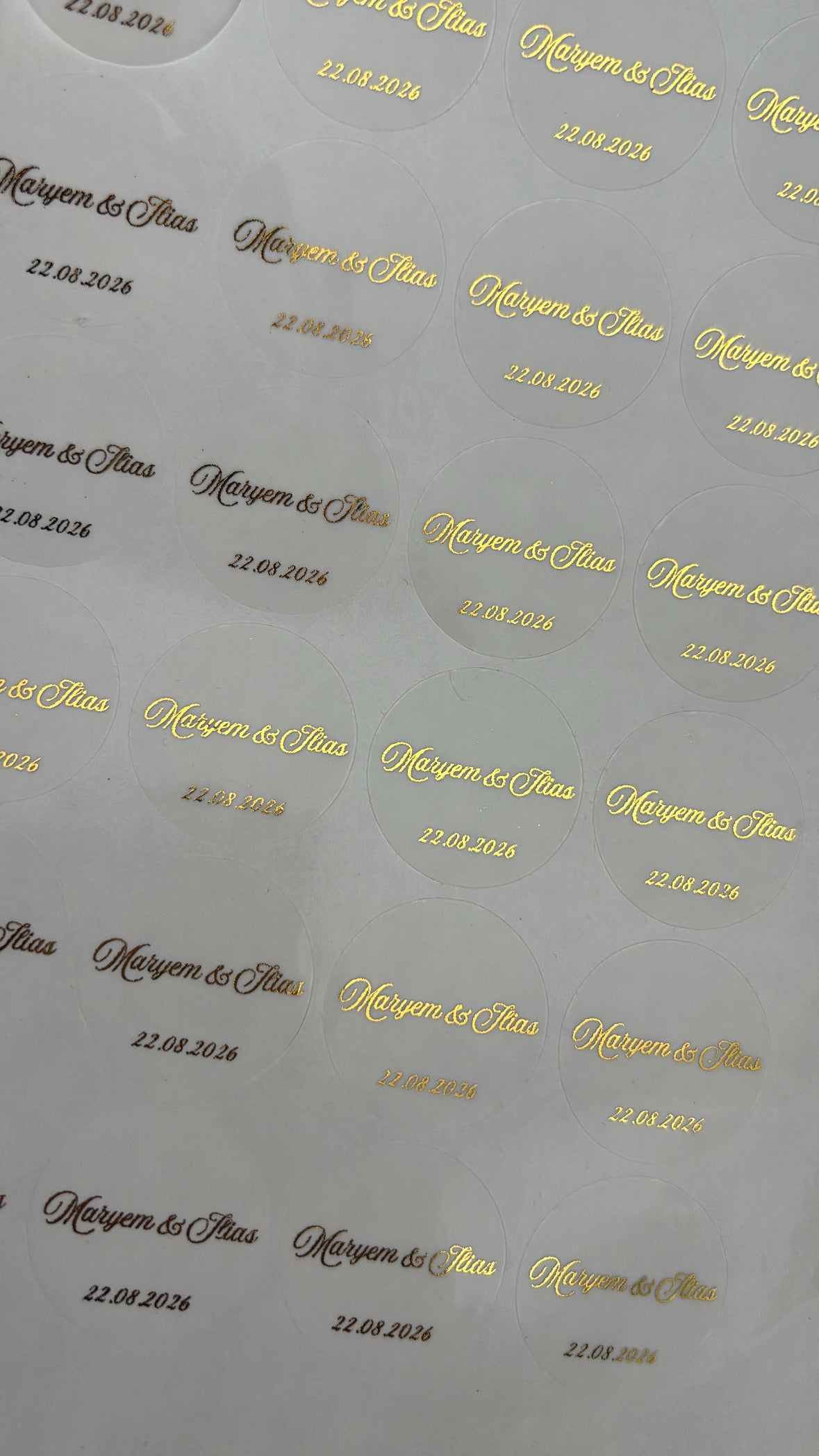 Rond naam stickers | goudfolie / zilverfolie | transparant