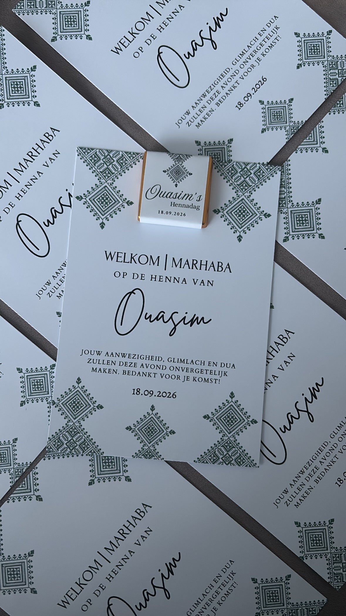 Henna Tafelkaart met mini chocolade