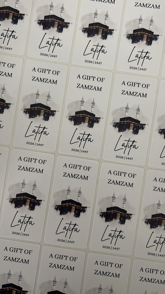 A gift of zamzam stickers, umrah Mubarak stickers, hadj Mubarak stickers 