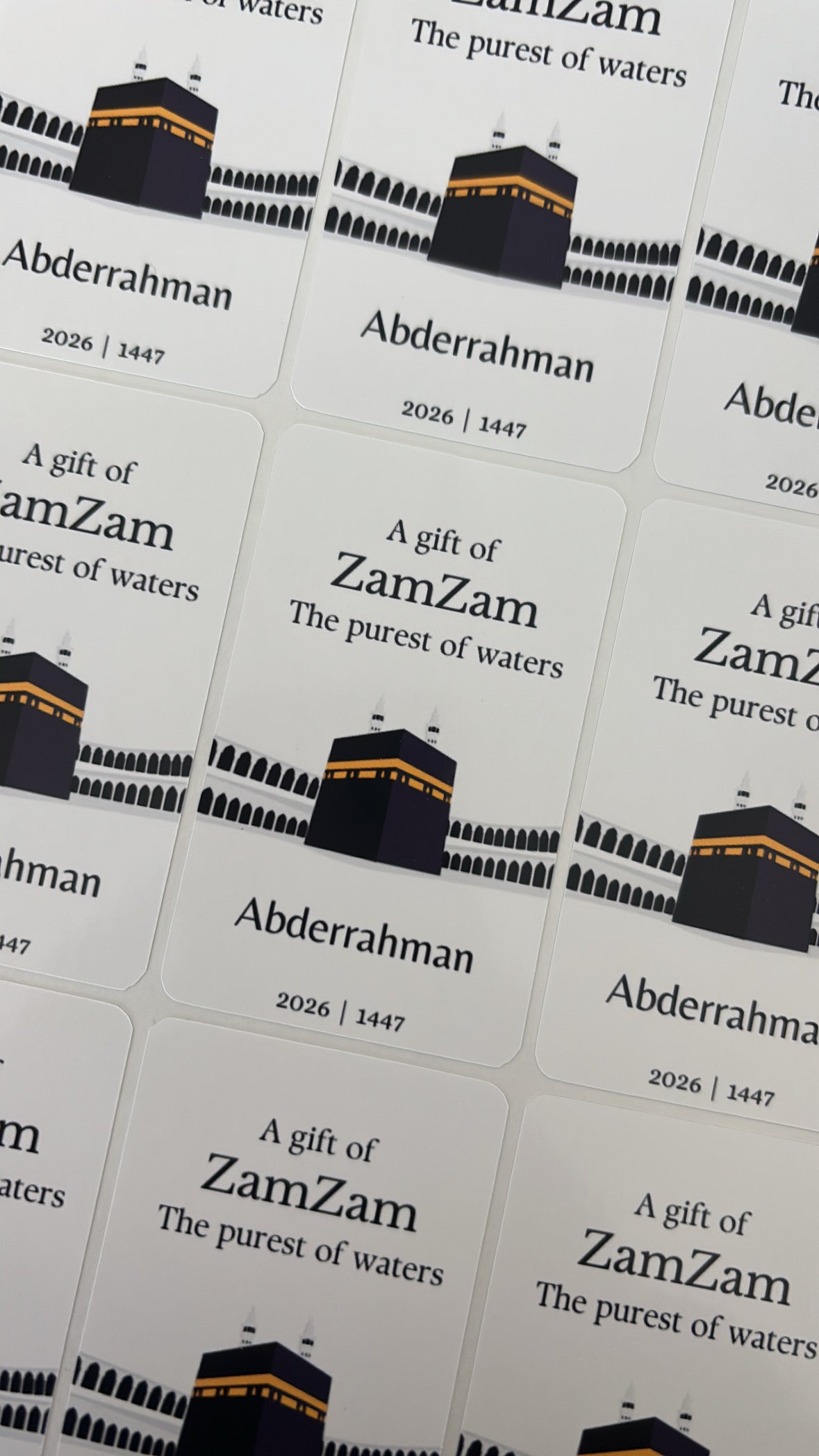 A gift of zamzam stickers. Umrah mubarak stickers, zamzam stickers 